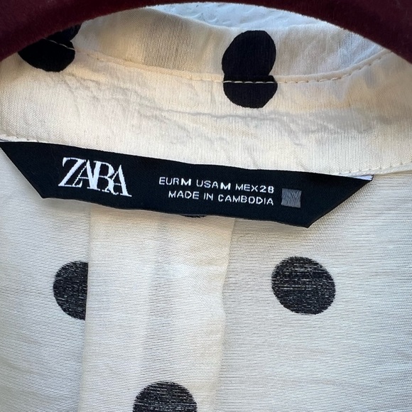 ZARA Dot Print Shirt Ecru/Black - Picture 3 of 5